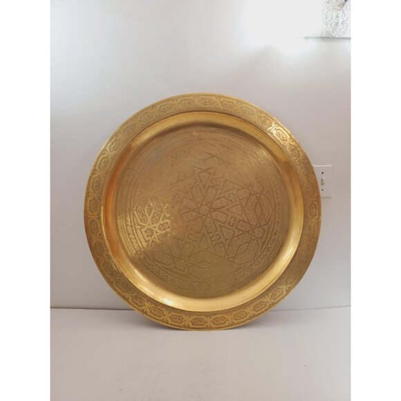 Vintage handmade brass tray for table, large tea tray, Brass handmade tray , tea - Picture 10 of 10